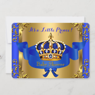 Prince Royal Couples Baby shower Boy Blue Gold Kaart