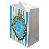 Prince Royal Crown Blue & Gold gepersonaliseerde t Medium Cadeauzakje (Voorkant Gekanteld)