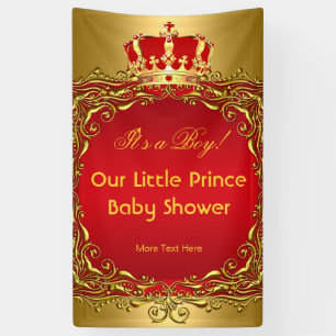 Prince Royal Gold Red Crown Baby shower Boy Spandoek