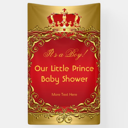 Prince Royal Gold Red Crown Baby shower Boy Spandoek (Verticaal)