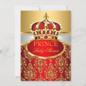 Prince Royal Red Crown Baby shower Uitnodiging (Voorkant)