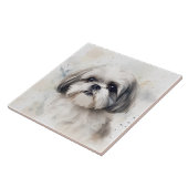 Prince Shih Tzu dog, Waterverf pet Tegeltje (Zijkant)