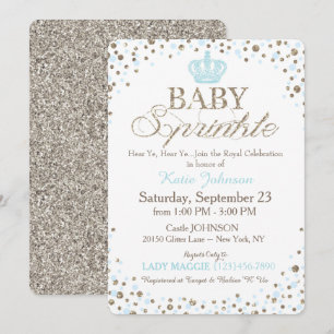 Prince Silver Glitter Sprinkle Baby shower Kaart