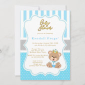 Prince Teddy Bear Baby Boy Shower nodigt uit (Voorkant)