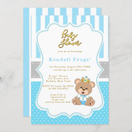 Prince Teddy Bear Baby Boy Shower nodigt uit
