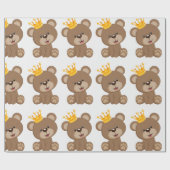 Prince Teddy Bear Boy Baby shower Cadeaupapier (Vlak)