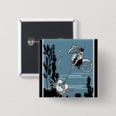 Prince & The Seahorse Vierkante Button 5,1 Cm (Voorkant /achterkant)