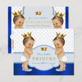 Prince Twin Baby shower Kaart (Voorkant / Achterkant)