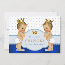 Prince Twin Boy Baby shower Blonde Kaart