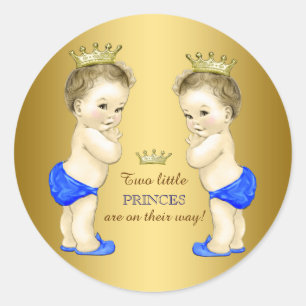 Prince Twin Jongens Baby Shower Ronde Sticker