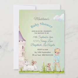 Prince Unicorn Crown Baby Boy Shower Kaart