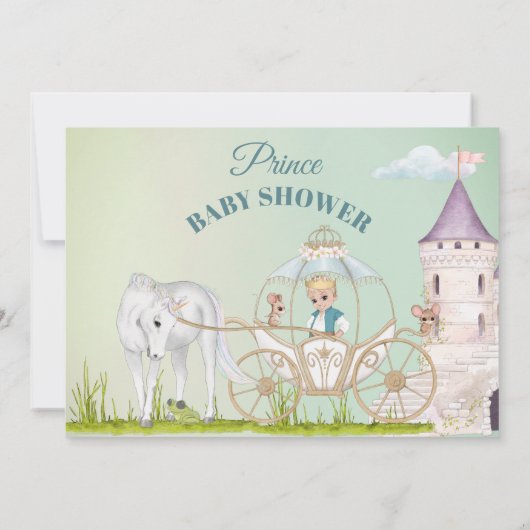 Prince Unicorn Crown Baby Boy Shower Kaart (Achterkant)