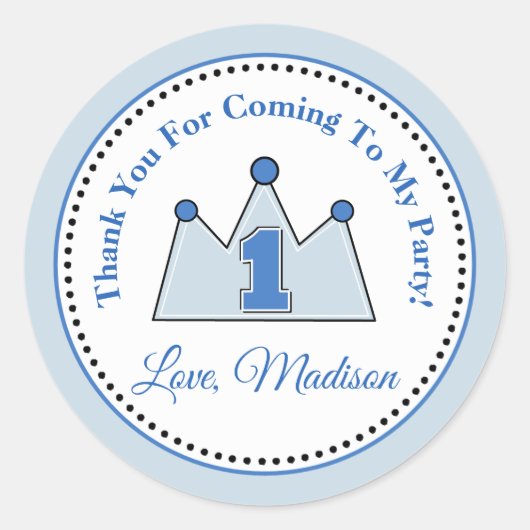 Prince Verjaardagsfeestje Favor Tag Sticker (Voorkant)