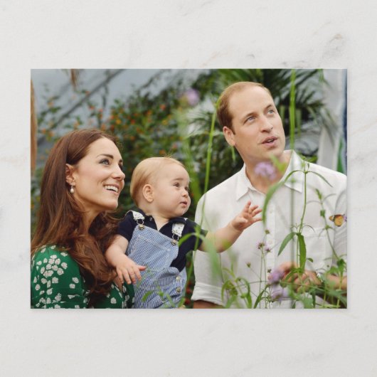 Prince William, Duchess Catherine & Prince George Briefkaart (Voorkant)
