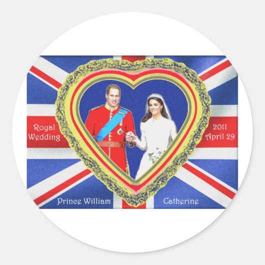 Prince William en Catherine Royal Wedding Ronde Sticker (Voorkant)