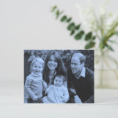 Prince William family Dec 2015 blauw monochroom Briefkaart (Staand voorkant)