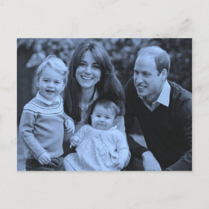 Prince William family Dec 2015 blauw monochroom Briefkaart