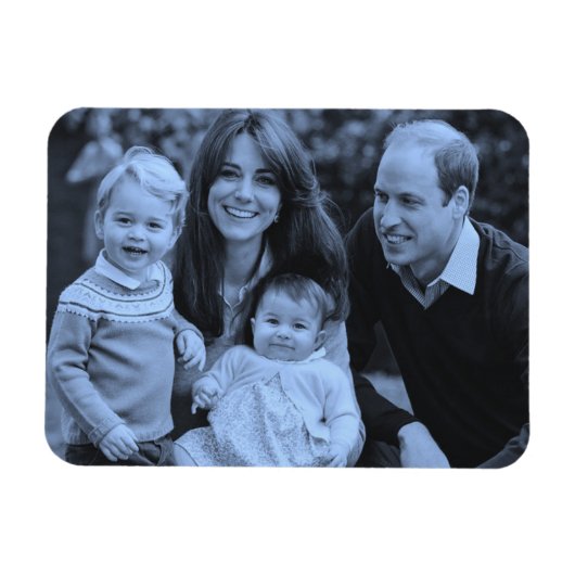 Prince William family Dec 2015 blauw monochroom Magneet (Horizontaal)