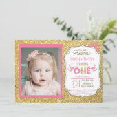 Princes 1st Birthday Girl Invitation Kaart (Staand voorkant)