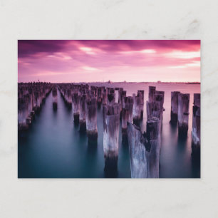Princes Pier Melbourne Australia Paarse Sunset Briefkaart