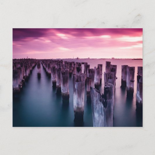 Princes Pier Melbourne Australia Paarse Sunset Briefkaart (Voorkant)