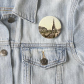 Princes Street, het Castle en Scott Monument Ronde Button 5,7 Cm (In situ)