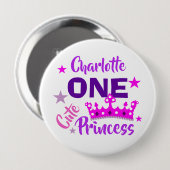 Princess 1st Birthday Girls Cute Personalized Ronde Button 4,0 Cm (Voorkant /achterkant)