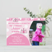 Princess 1st Birthday Invitation 5x7 Photo Card Kaart (Staand voorkant)