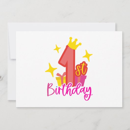 Princess 1st Birthday Party Kaart (Achterkant)