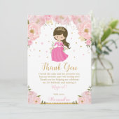 Princess 1st First Birthday Pink Blush Floral Bedankkaart (Staand voorkant)