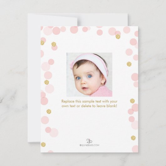 Princess 1st verjaardag roze Gold - Hartelijk dank Kaart (Achterkant)