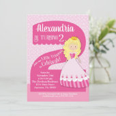 Princess 2e verjaardag Invitation Blonde Girl Kaart (Staand voorkant)