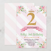 Princess 2e verjaardagsfeestkaart kaart (Voorkant / Achterkant)