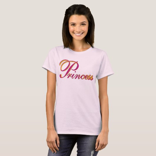 Princess 3D Roze & Goud T-shirt (Voorkant volledig)