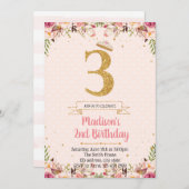 Princess 3de verjaardagskaart kaart (Voorkant / Achterkant)