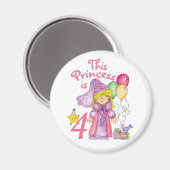 Princess 4th Birthday Magneet (Voorkant / Achterkant)