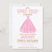 Princess 4th Birthday Party Invitation Kaart (Voorkant)