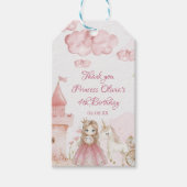Princess 4th birthday Pink Castle Unicorn Party  Cadeaulabel (Voorkant)