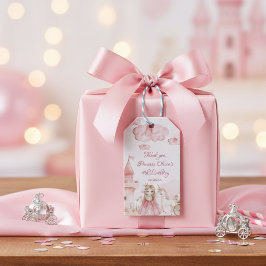 Princess 4th birthday Pink Castle Unicorn Party Cadeaulabel