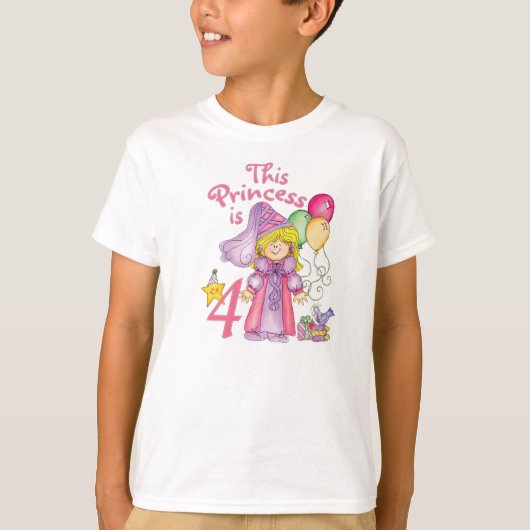 Princess 4th Birthday T-shirt (Voorkant)
