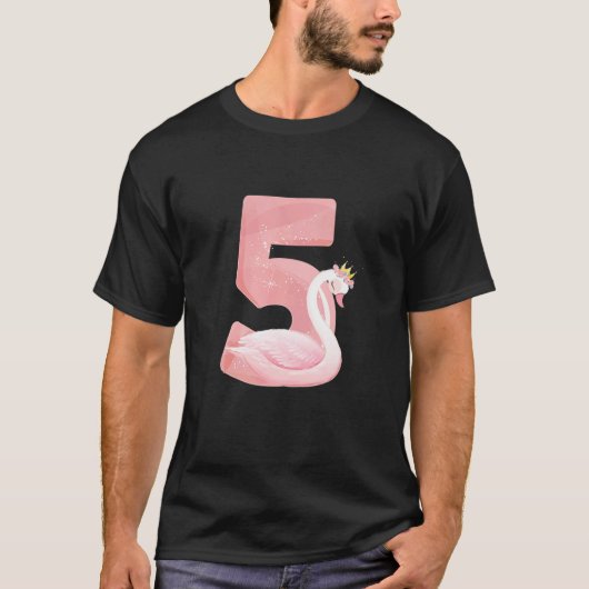 Princess 5th Birthday Swan 5 Year Old Girl T-shirt (Voorkant)