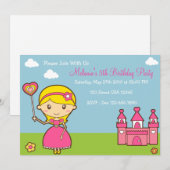 Princess 5x7 Party Invitation Kaart (Voorkant / Achterkant)