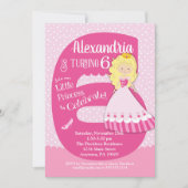 Princess 6th Birthday Invitation Blonde Girl Kaart (Voorkant)