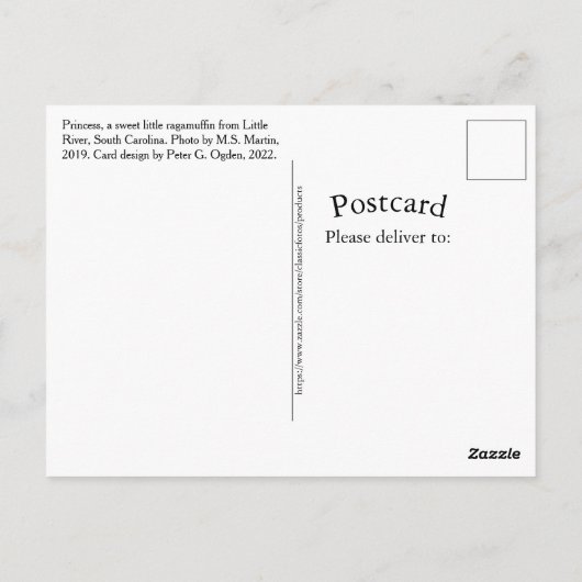 Princess A Sweet Little Southern Ragamuffin Kat Briefkaart (Achterkant)