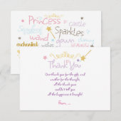 PRINCESS Aangepaste verjaardagsfeest bedankkaart (Voorkant / Achterkant)