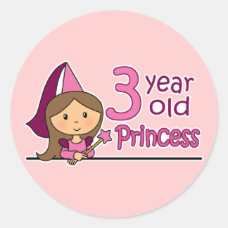Princess Age 3 Ronde Sticker