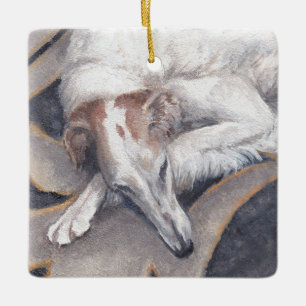 Princess Alia Borzoi Dog Art Square Ornament
