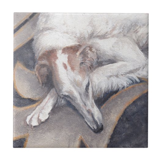 Princess Alia Borzoi Dog Art Tile Tegeltje (Voorkant)