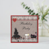 Princess Alice & Cheshire Cat Birthday Party Kaart (Staand voorkant)