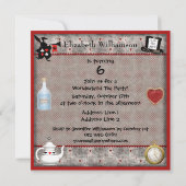 Princess Alice & Cheshire Cat Birthday Party Kaart (Achterkant)